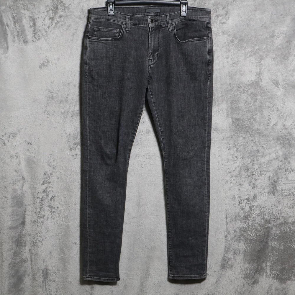 John Varvatos Jeans Mens 35x32 Black JV703 Skinny Fit Stretch Denim Fade Whisker